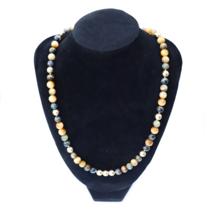 Edelstein-Kette mit Tigerauge & Falkenauge – Goldene Eleganz trifft Erdverbundenheit – Bild 4