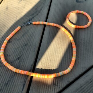 Heishi-Set „Sunshine Glow“ – Kette & Armband in Gelb-Orange