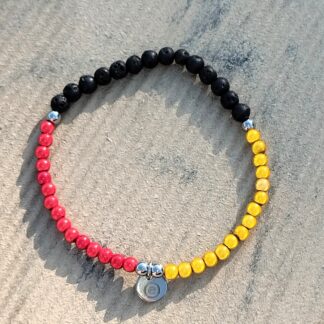 Lava & Miracle Beads Armband - schwarz - rot - gold