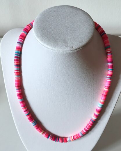 Heishi-Set „Pink Vibes“ – Kette & Armband in Pink-Rot – Bild 3