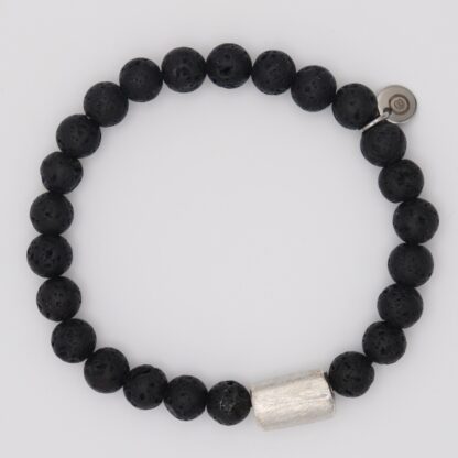 Armband aus Lavaperlen mit 925 Silber-Röhre – Stilvoll & Ausdrucksstark