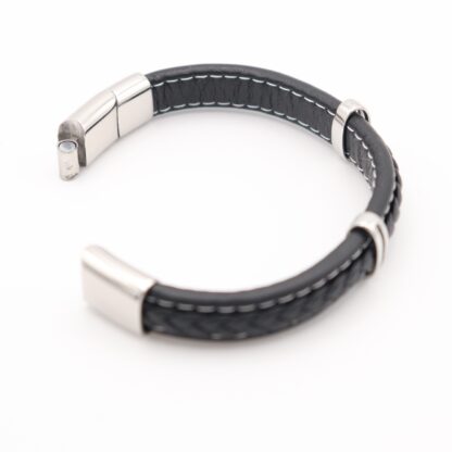 Edelstahl-Leder-Armband – Bild 2