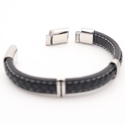 Edelstahl-Leder-Armband – Bild 3